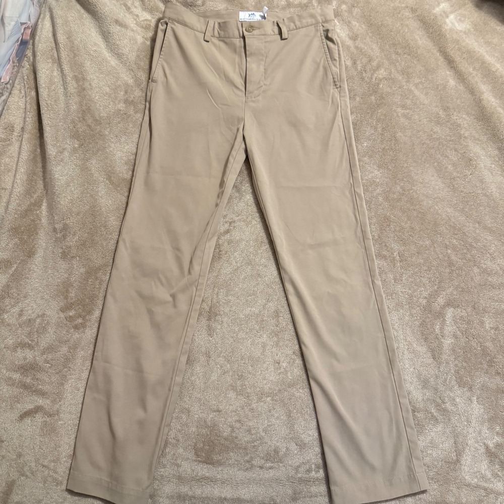Southern Tide Boys Khaki Performance Pants Size 14 Tan Golf Trousers Skipjack
